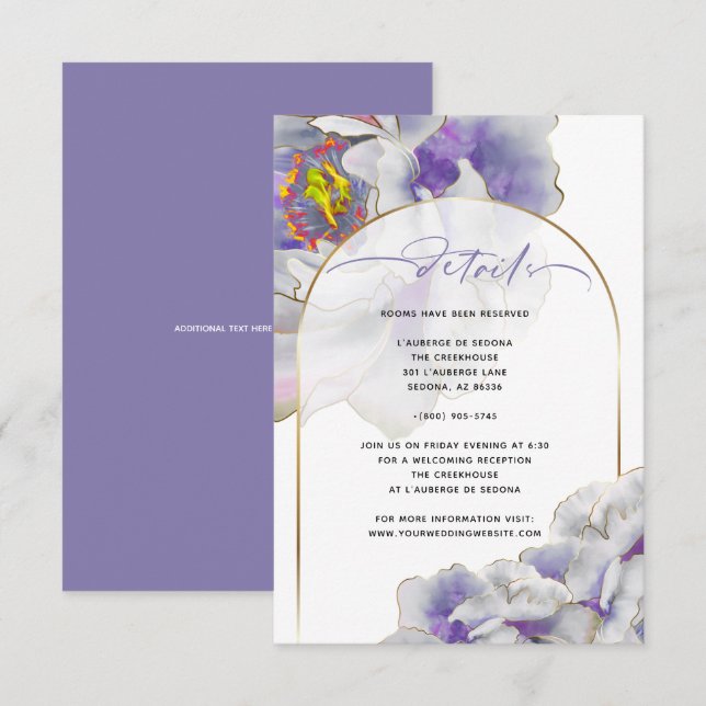 Tarjeta Purple Exotic Floral Floral Details (Anverso / Reverso)