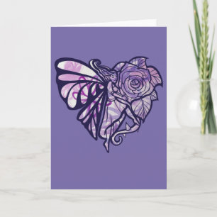 Tarjeta Purple Fairy Garden Rosa Fe Gardening Heart
