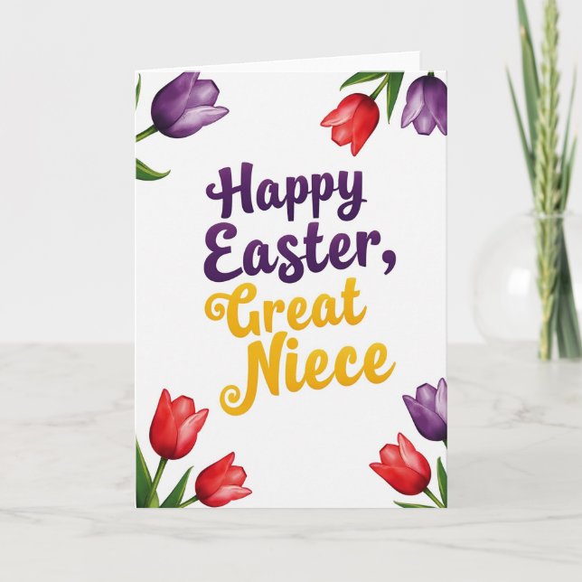 Tarjeta Purple Floral Easter Niece Card (Anverso)