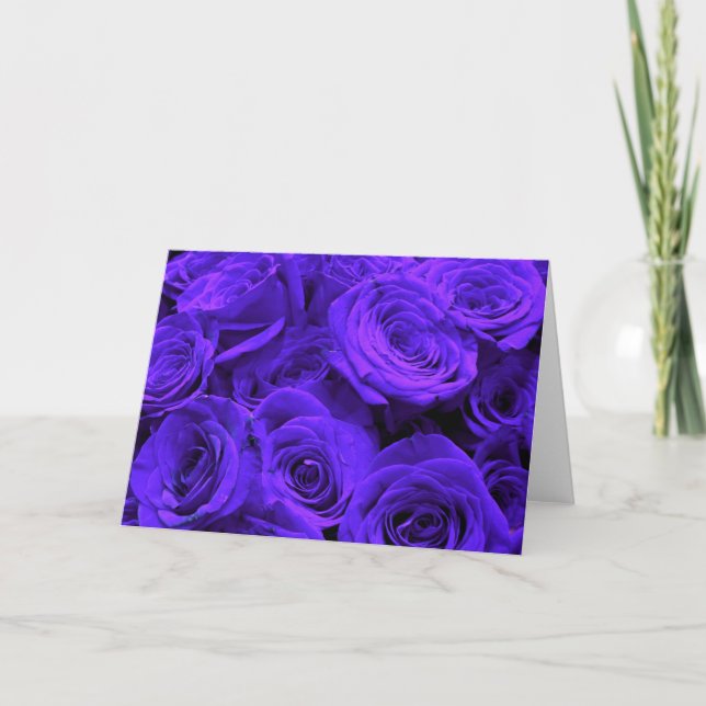 Tarjeta Purple floral purple flowers purple roses (Anverso)