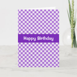 Tarjeta Purple Gingham Birthday Card
