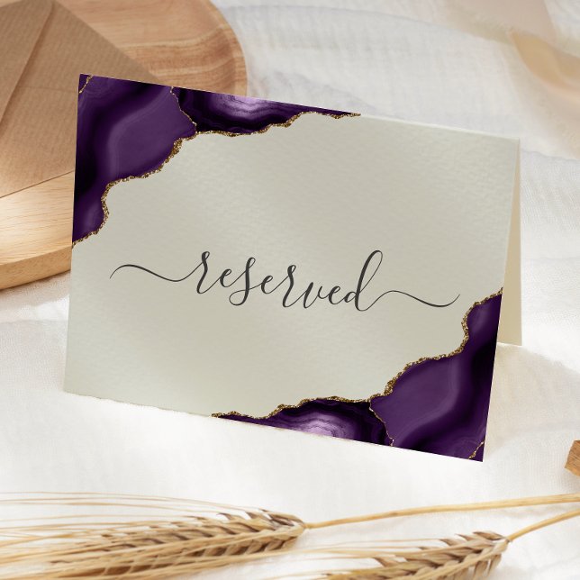 Tarjeta Purple Gold Agate Marfil Boda reservado (Subido por el creador)