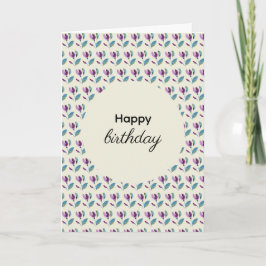 Tarjeta Purple Green Floral Watercolor Hand-painted