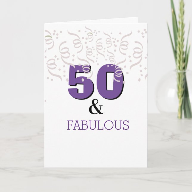 Tarjeta Purple Happy 50 cumpleaños (Anverso)
