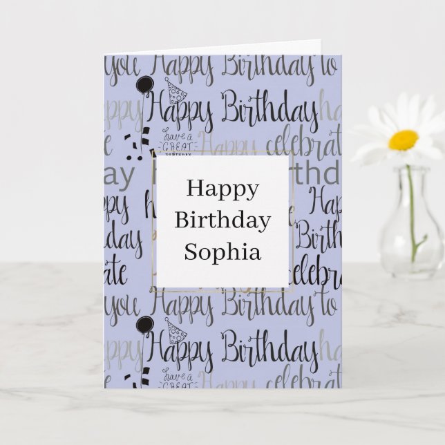 Tarjeta Purple Happy Birthday (Planta pequeña)