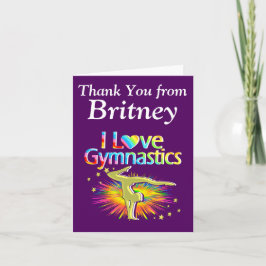 TARJETA PURPLE I LOVE GIMNASTICS NOTE CARTAS