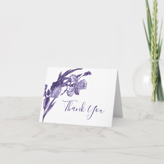 Tarjeta Purple Iris Floral de agradecimiento (Anverso)