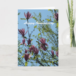 Tarjeta purple magnolia flowers anniversary card