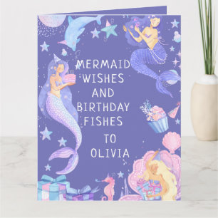 Tarjeta Purple Our Little Mermaid All Age Birday