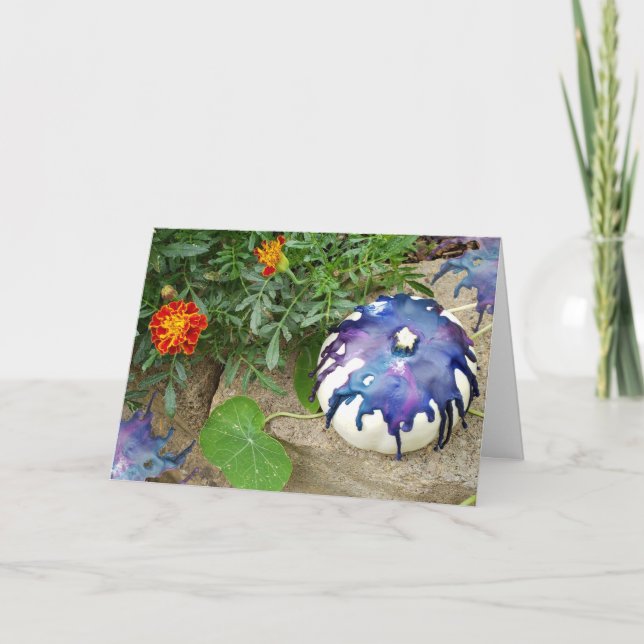 Tarjeta Purple Pumpkin - mensaje personalizado (Anverso)