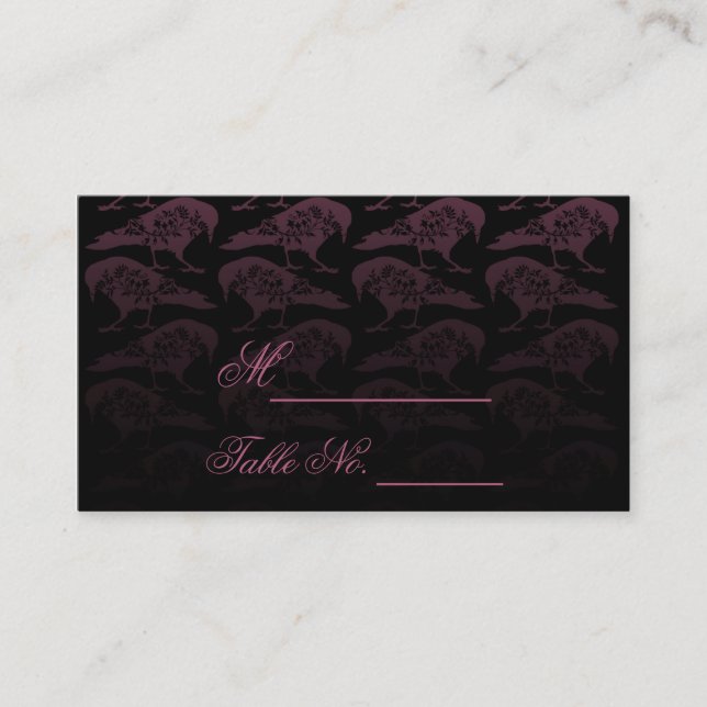 Tarjeta Purple Raven Gothic Boda Place (Anverso)