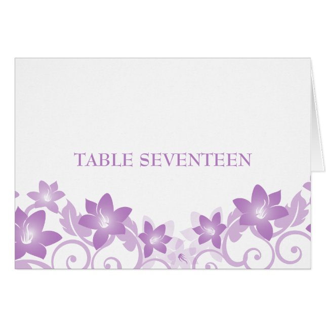 Tarjeta Purple Simple Floral Número de Tabla (Anverso (Horizontal))