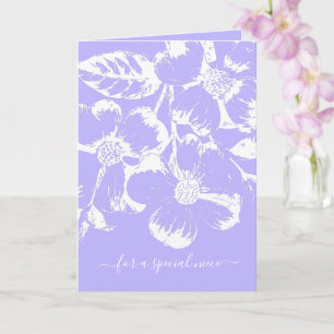 Tarjeta Purple Special Niece White Floral Birday