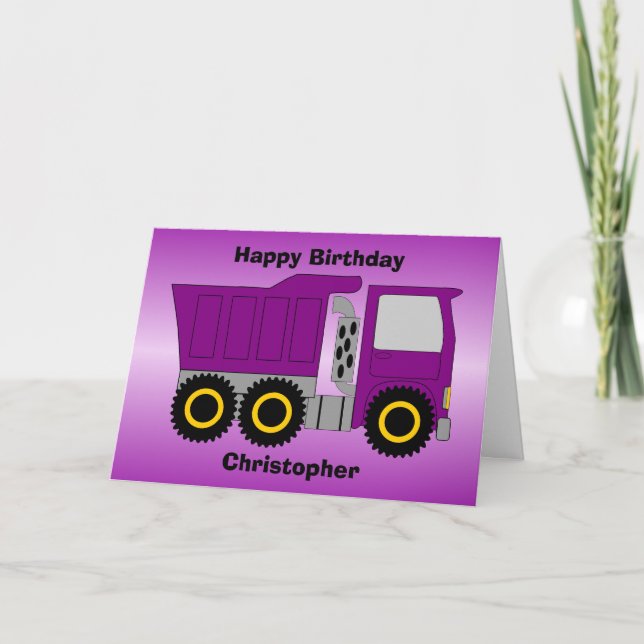 Tarjeta Purple Truck Design Cumpleaños Personalizado (Anverso)