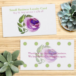 Tarjeta Purple Watercolor Rosa Business Loyalty Pu
