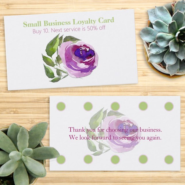 Tarjeta Purple Watercolor Rosa Business Loyalty Pu (Subido por el creador)