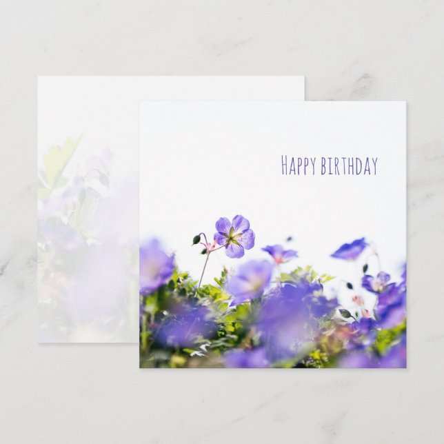 Tarjeta Purple Wildflower Happy Birthday Card (Anverso / Reverso)