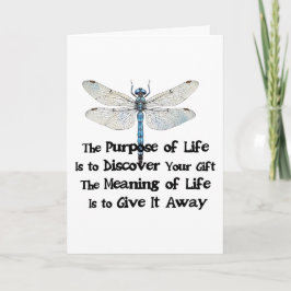 Tarjeta Purpose of life quote talent mission dragonfly bug