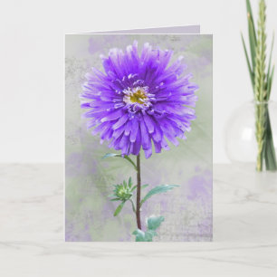 Tarjeta Púrpura acuarela Dahlia Birthday