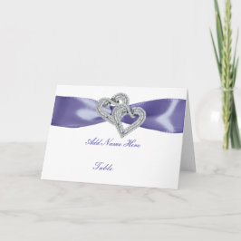 Tarjeta Púrpura Blue Diamond Hearts Plegable Table Place C