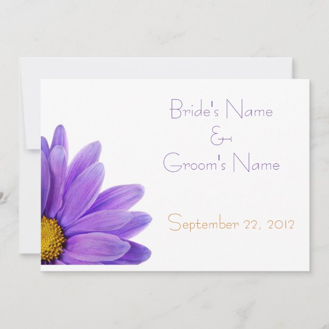 Tarjeta púrpura de la invitación de la boda de la (Anverso)