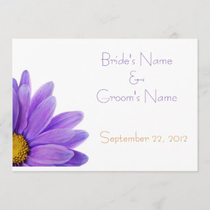 Tarjeta púrpura de la invitación de la boda de la