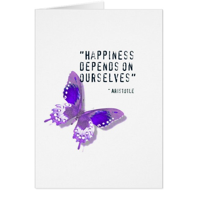 Tarjeta púrpura de la mariposa de la felicidad (Frente)