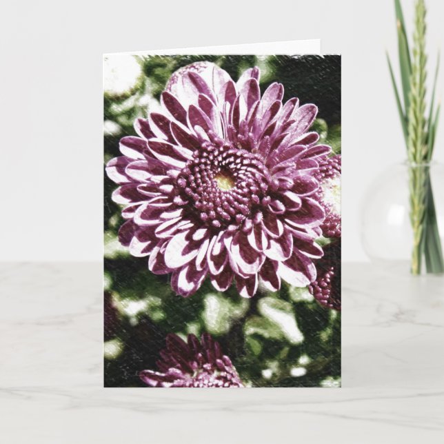 Tarjeta púrpura de las flores (Anverso)