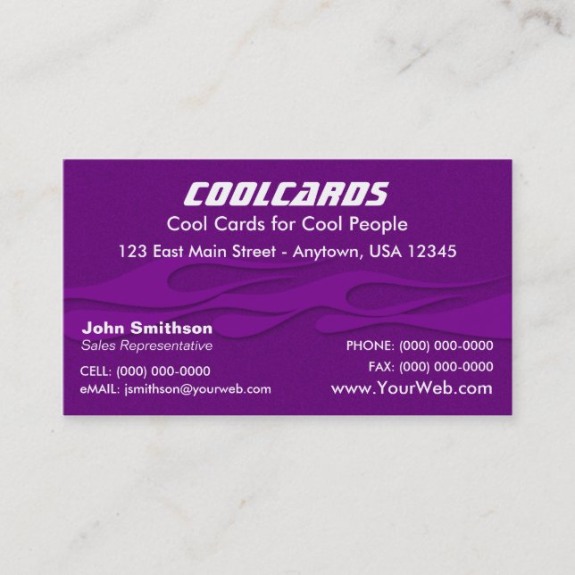 Tarjeta púrpura de las llamas (Anverso)