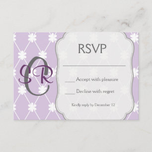 Tarjeta púrpura de RSVP de la flor del diamante