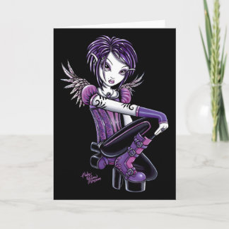Tarjeta púrpura del ángel del tatuaje de "Mónica"