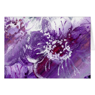 Tarjeta púrpura del arte de la flor de la acuarela