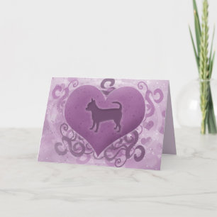 Tarjeta púrpura del el día de San Valentín de la
