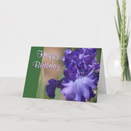 Tarjeta púrpura del feliz cumpleaños del iris