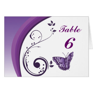 Tarjeta púrpura del número de la tabla de mariposa