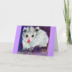 Tarjeta púrpura del oposum del bebé precioso