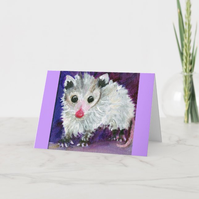 Tarjeta púrpura del oposum del bebé precioso (Anverso)