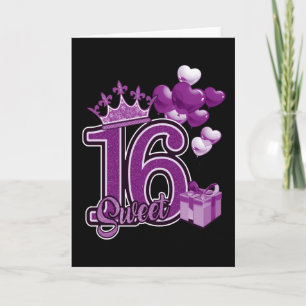 Tarjeta Púrpura dulce de dieciséis cumpleaños