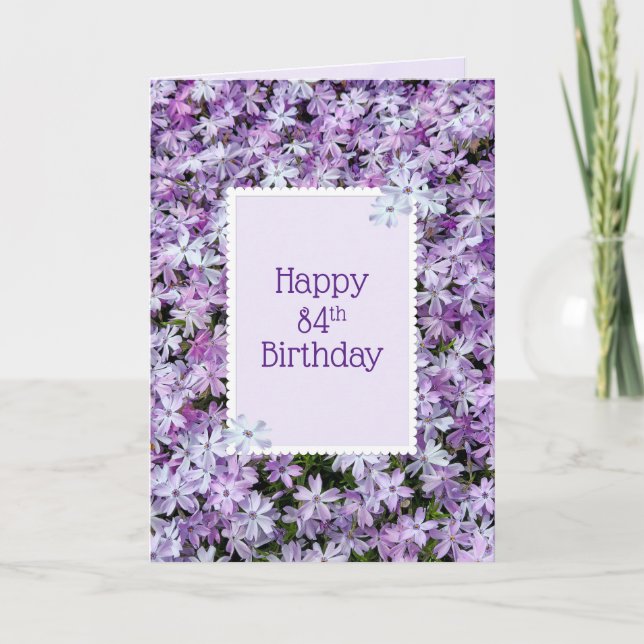 Tarjeta Púrpura Flox por 84 cumpleaños (Anverso)