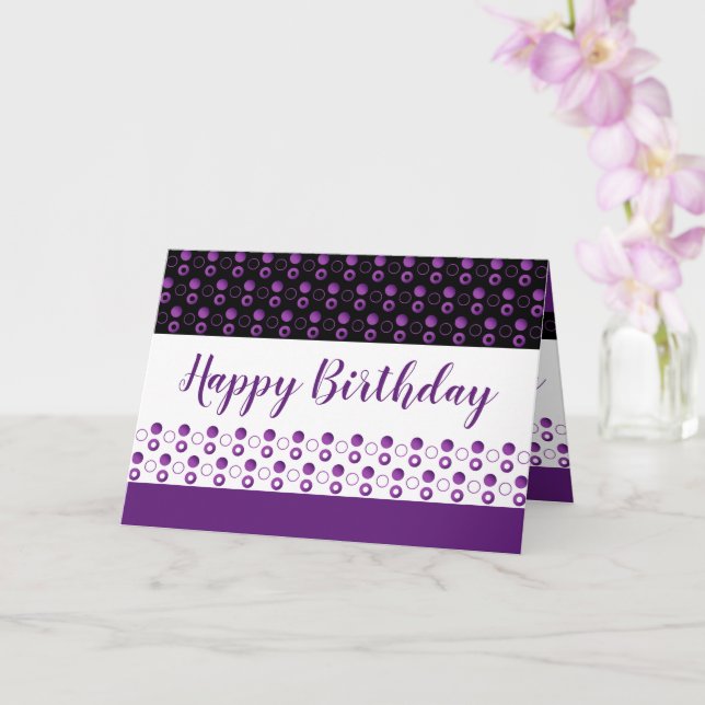 Tarjeta Púrpura puntos de polka (Orquídea)
