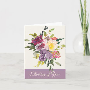 Tarjeta Púrpura y burdeos floral acuarela personalizable