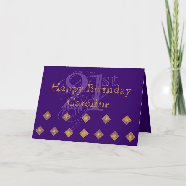 Tarjeta Púrpura y Oro 21º cumpleaños (Anverso)