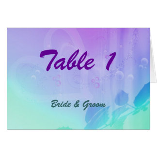 Tarjeta púrpura y verde azulada de la tabla