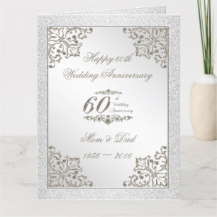 Tarjeta Purpurina 60º aniversario de Boda de diamantes 8.5