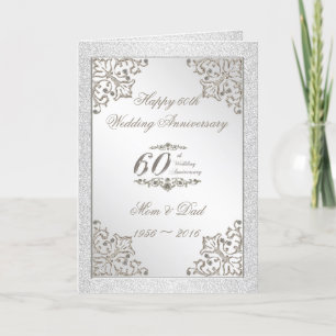 Tarjeta Purpurina 60° aniversario de Boda de diamantes