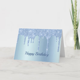 Tarjeta Purpurina azul de moda desliza cumpleaños gráfico