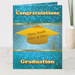 Tarjeta Purpurina azul Personalizar moderno de lujo