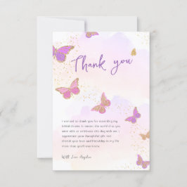 Tarjeta Purpurina Butterflies Bridal Shower Gracias