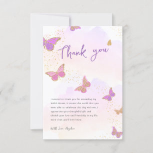 Tarjeta Purpurina Butterflies Bridal Shower Gracias