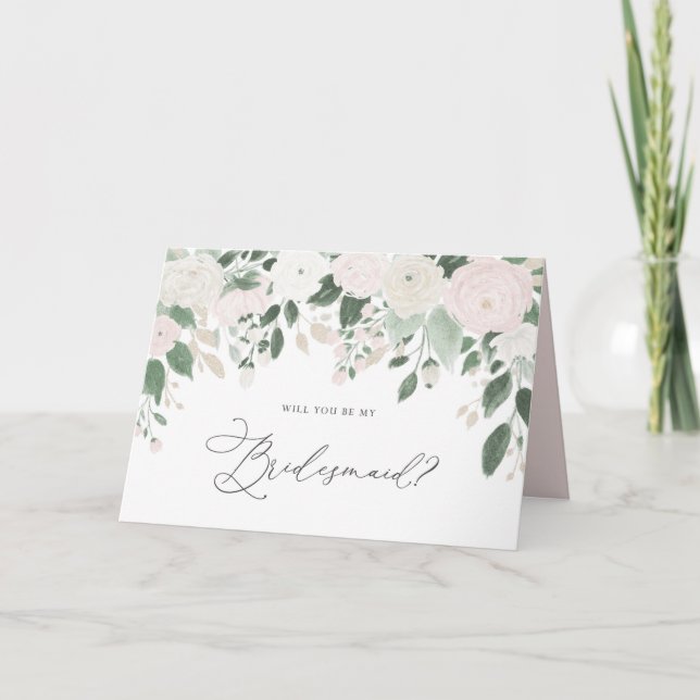 Tarjeta Purpurina De Flores Pastel, Serás Mi Novia (Anverso)